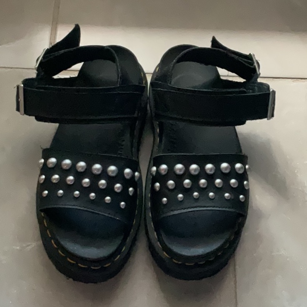 Dr. Martens Black Voss Leather Studded Sandals Size 6